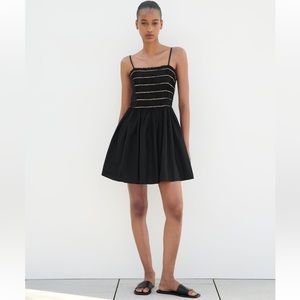 Zara Black Beaded Smock Dress - NWT